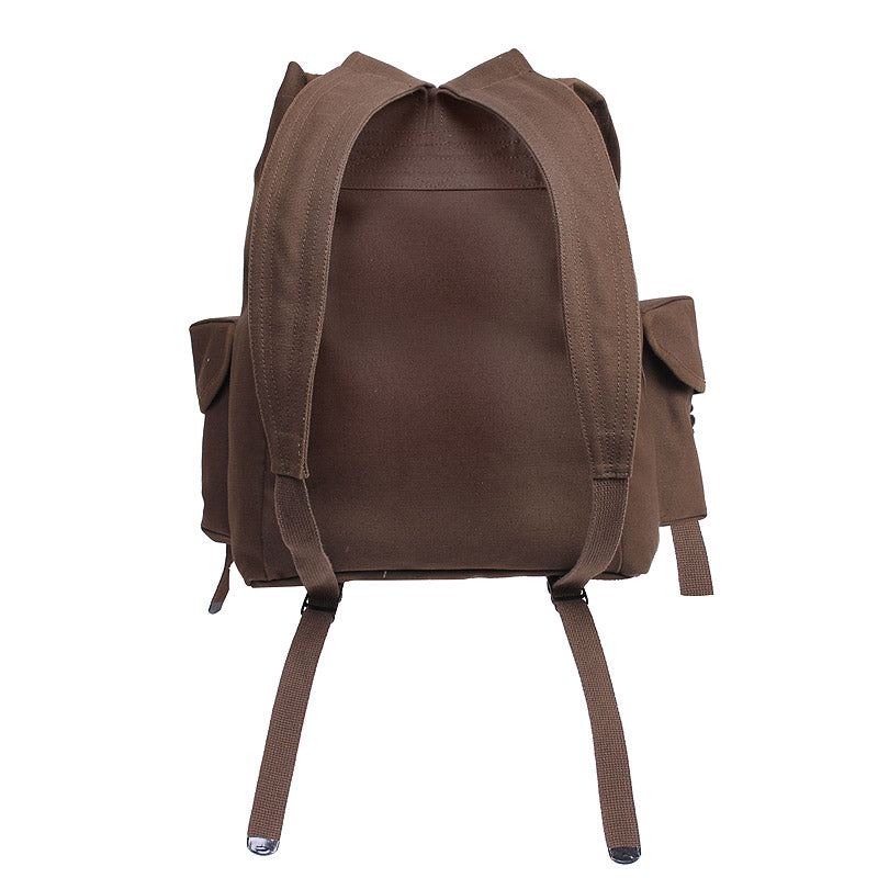 Mochila HW MINI ALICE negra de lona de algodón con tapa y 3 bolsillos exteriores