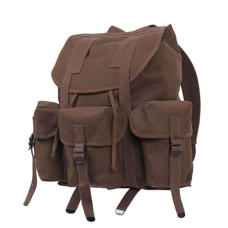 Mochila HW MINI ALICE negra de lona de algodón con tapa y 3 bolsillos exteriores