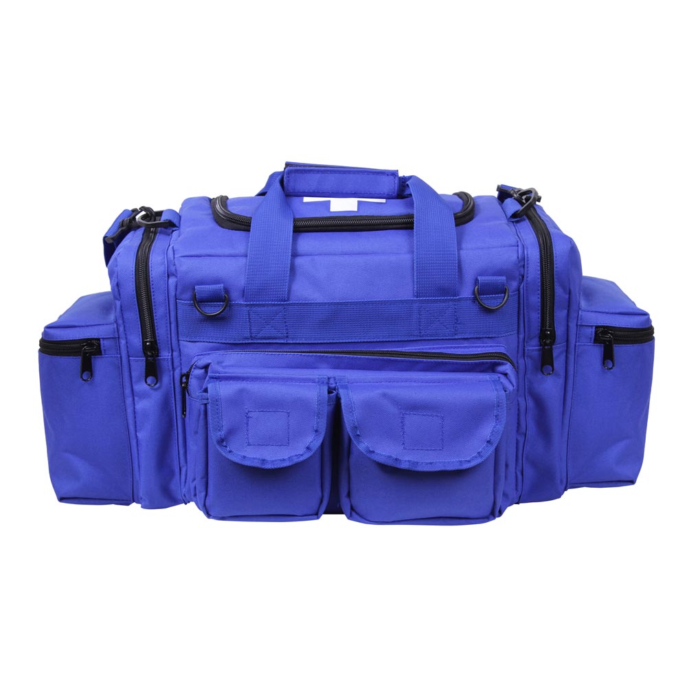 Bolsa EMT azul con cruz blanca en el bolsillo superior