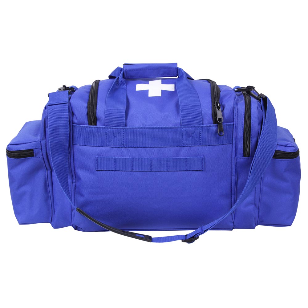 Bolsa EMT azul con cruz blanca en el bolsillo superior
