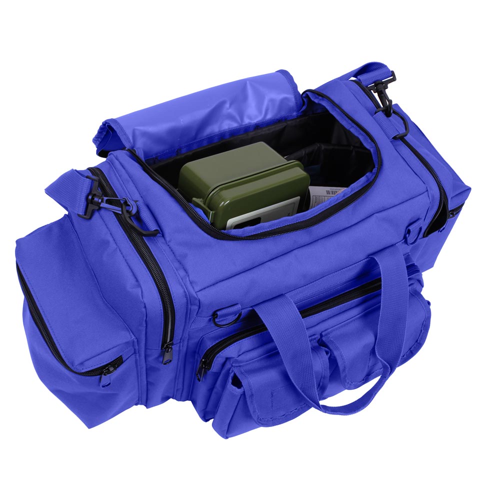Bolsa EMT azul con cruz blanca en el bolsillo superior