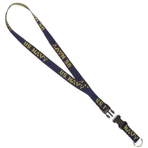 Lanyard llavero de cuello con texto amarillo 'NAVY', longitud aprox. 81 cm