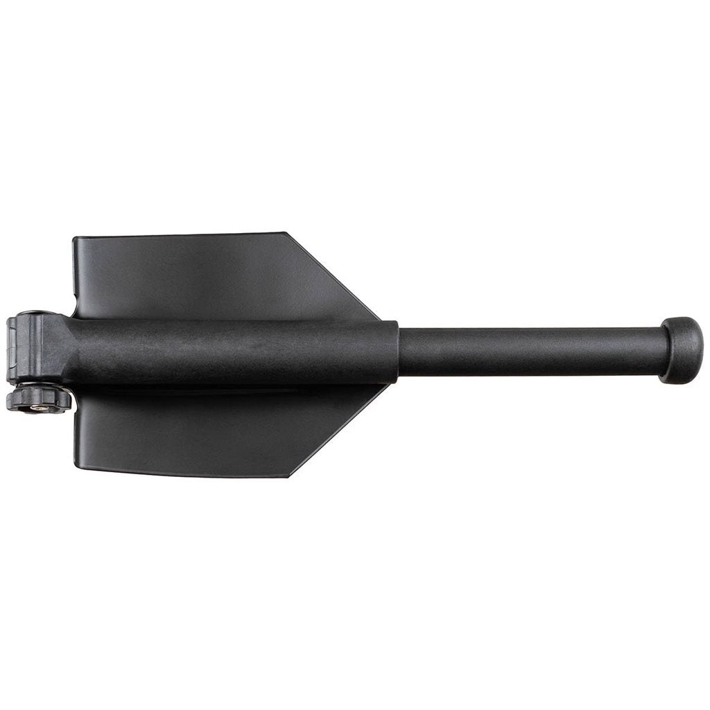 Pala plegable negra con mango telescópico y sierra integrada (17 cm), longitud 64 cm, peso 770 g