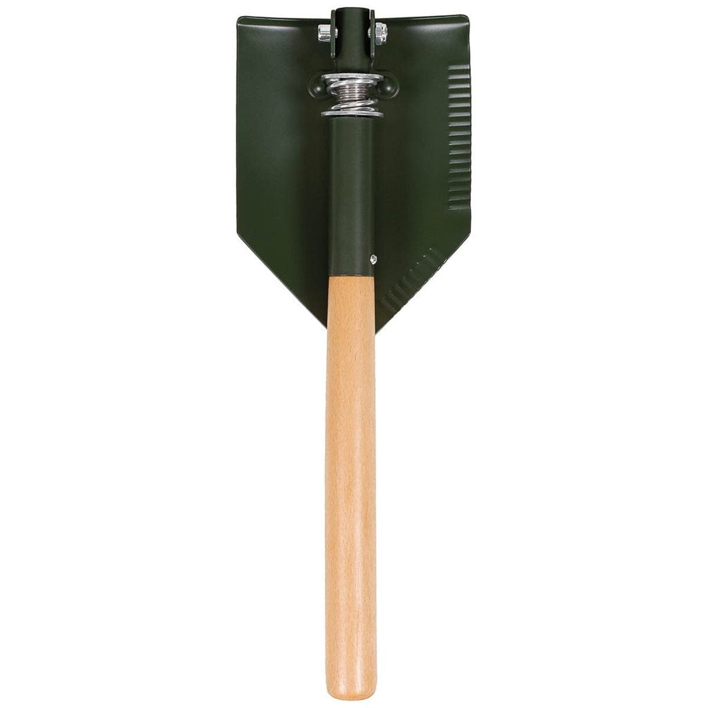 Pala plegable de campaña DELUXE verde con hoja parcialmente dentada