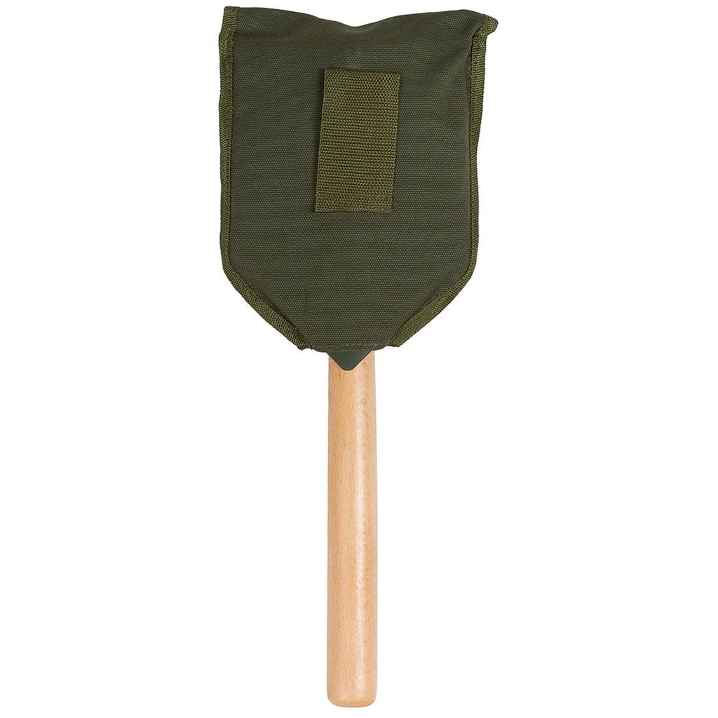 Pala plegable de campaña DELUXE verde con hoja parcialmente dentada