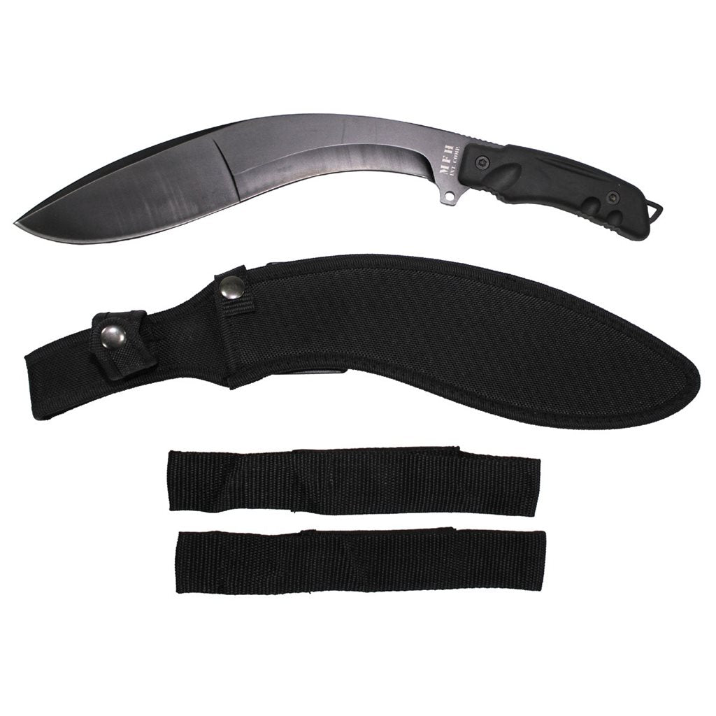 Machete kukri negro con funda - longitud total 40 cm, hoja 27 cm