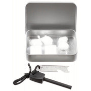 Kit para encender fuego con algodón, dos pastillas de alcohol y pedernal con raspador de acero