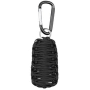 Set de supervivencia llavero negro envuelto en paracord con mosquetón