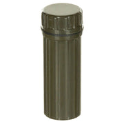 Estuche impermeable US verde con cerillas, raspador, anzuelo y espejo