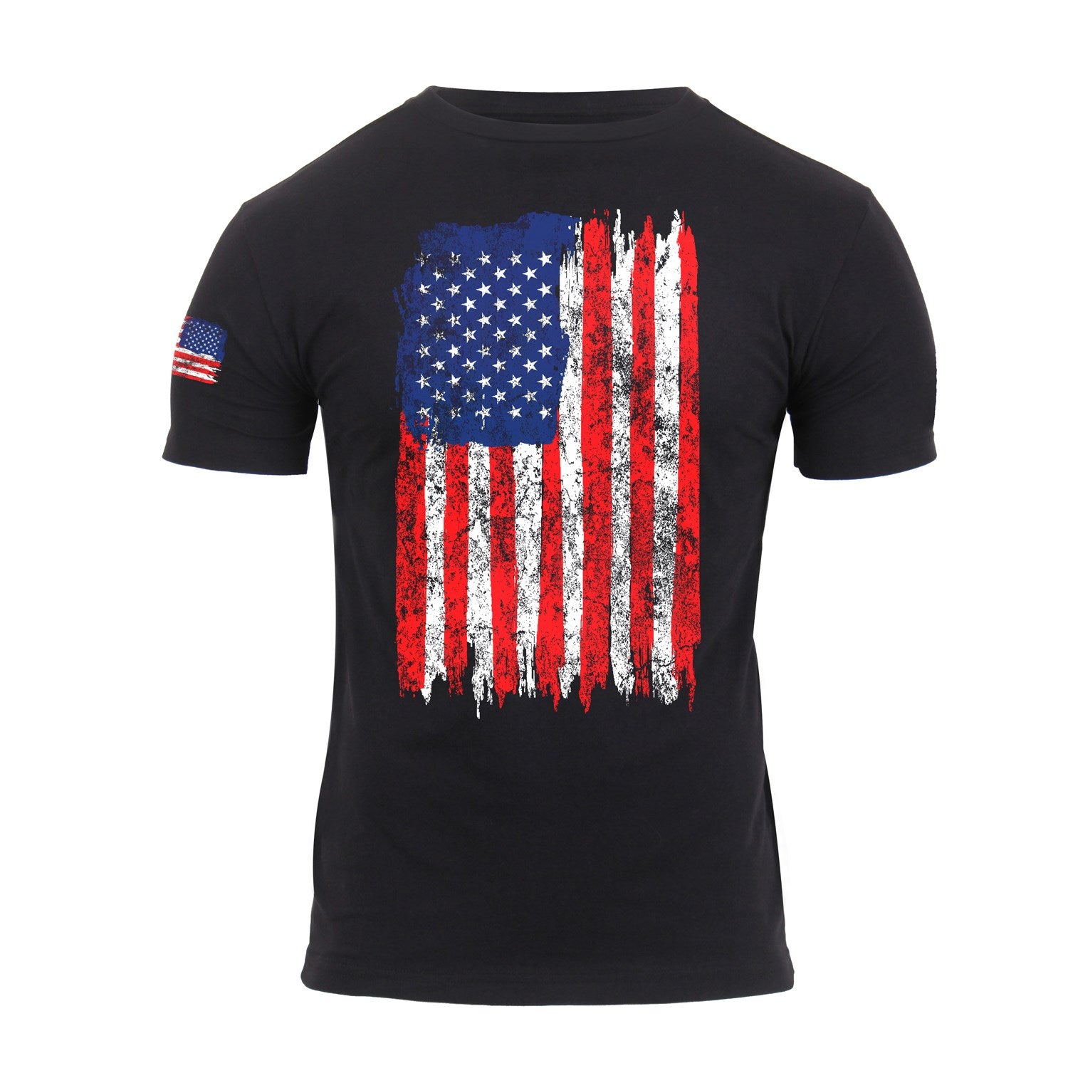 Camiseta negra con bandera de EE. UU. estilo desgastado