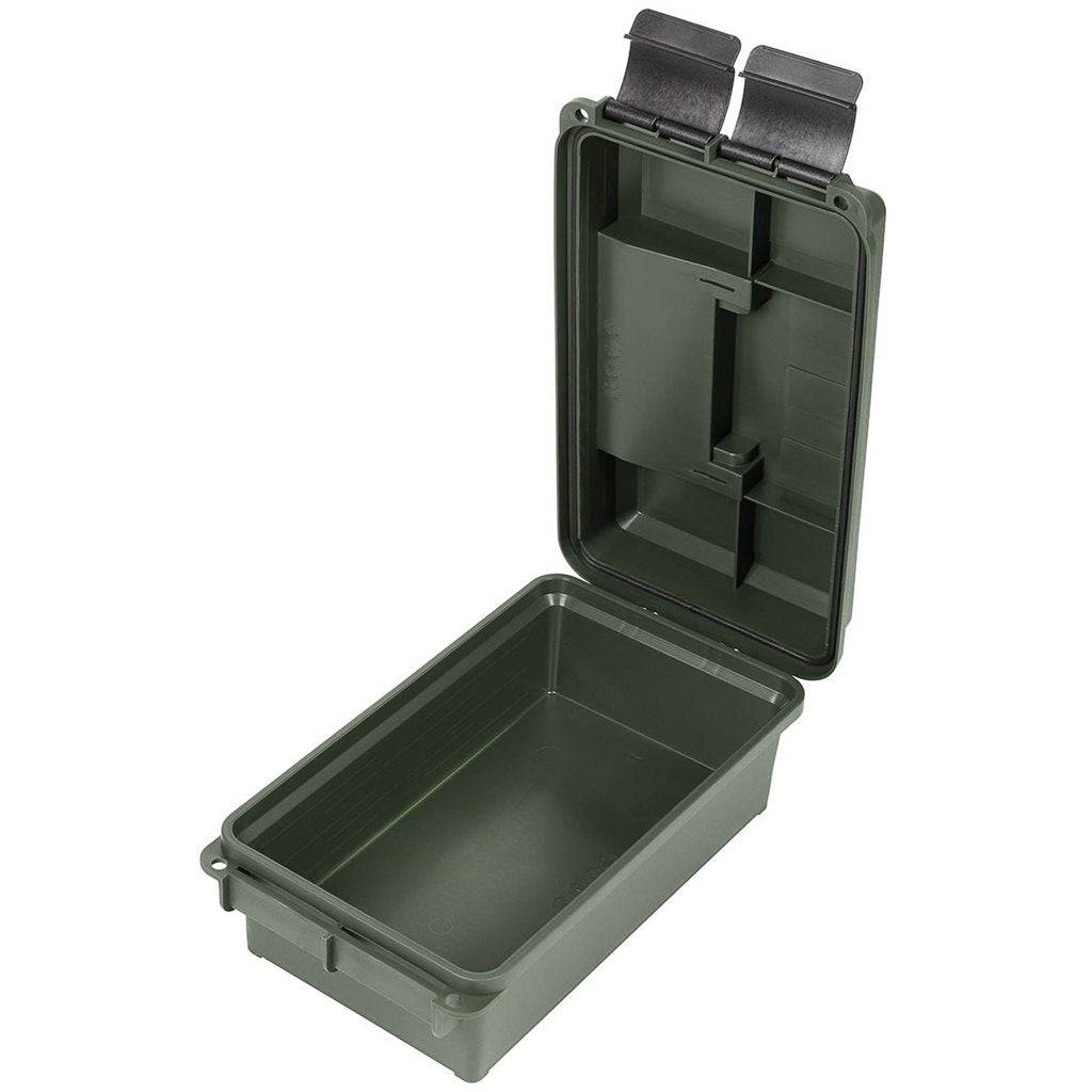 Caja de munición plástica pequeña en verde, 34 x 19,5 x 14 cm