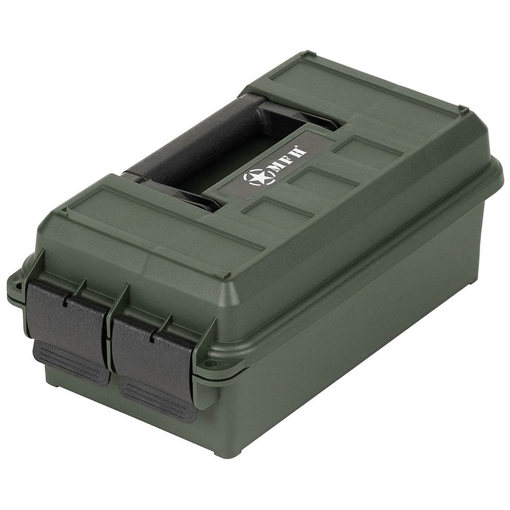 Caja de munición plástica pequeña en verde, 34 x 19,5 x 14 cm