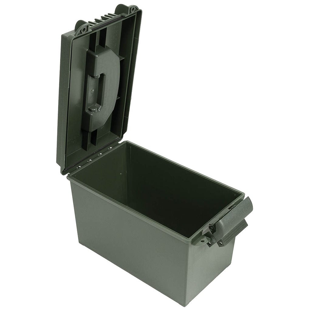 Caja de munición AMMO BOX mediana verde, 37 x 21 x 23,5 cm, tapa superior con bisagra y apertura para candado