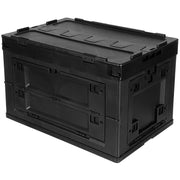 Caja plegable negra 60 L de polipropileno, tapa de dos piezas y accesos laterales con posibilidad de cierre