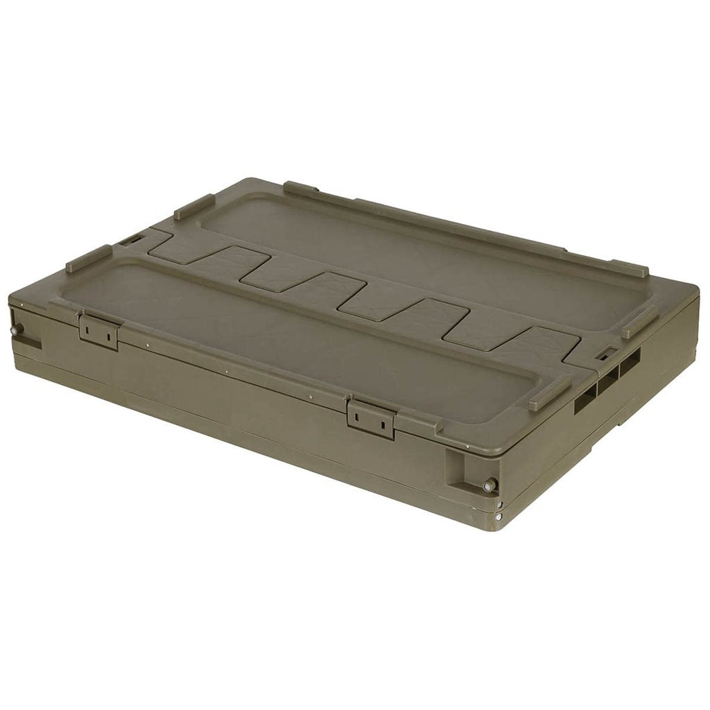 Caja plegable negra 60 L de polipropileno, tapa de dos piezas y accesos laterales con posibilidad de cierre
