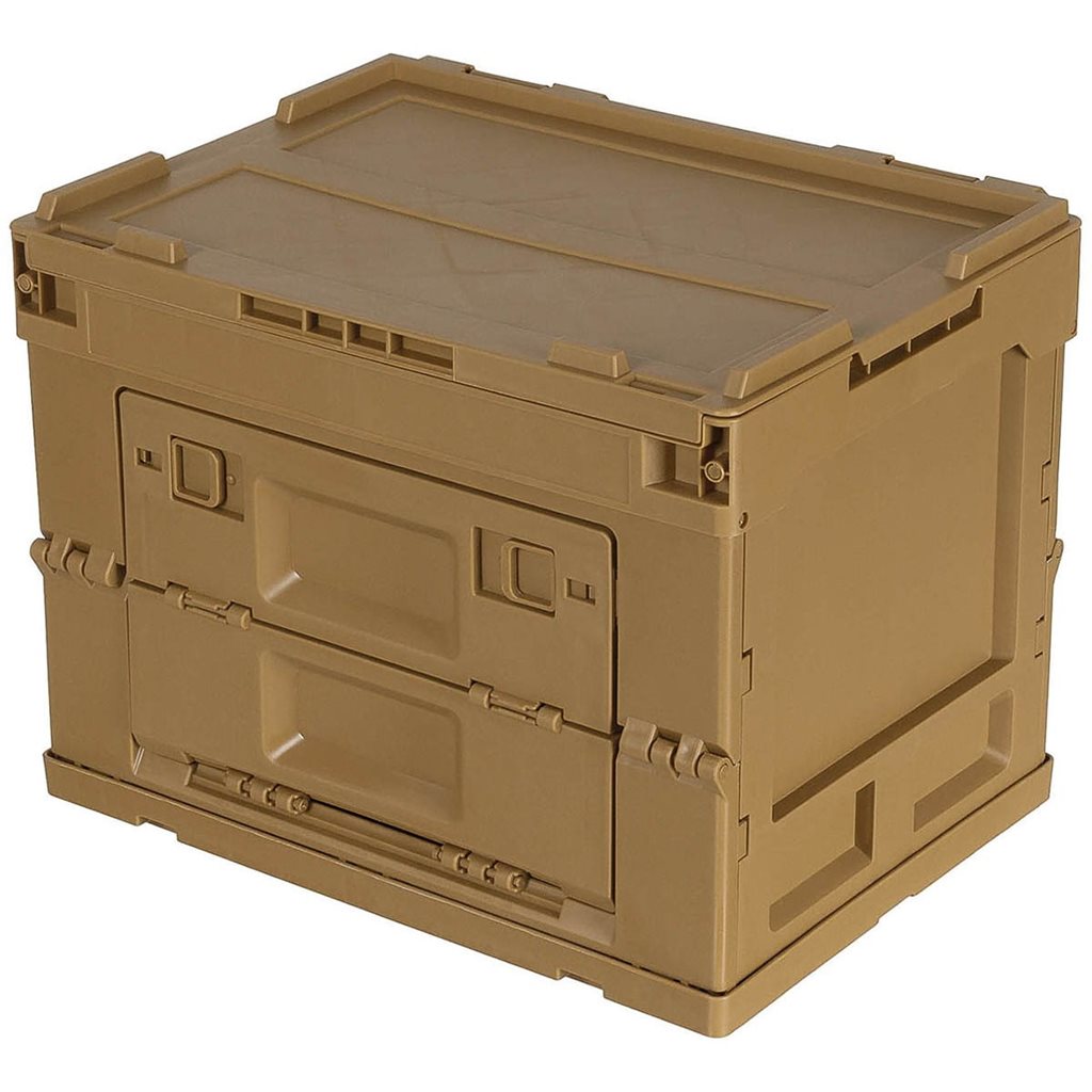 Caja plegable negra 20 L de polipropileno con tapa abatible y acceso frontal