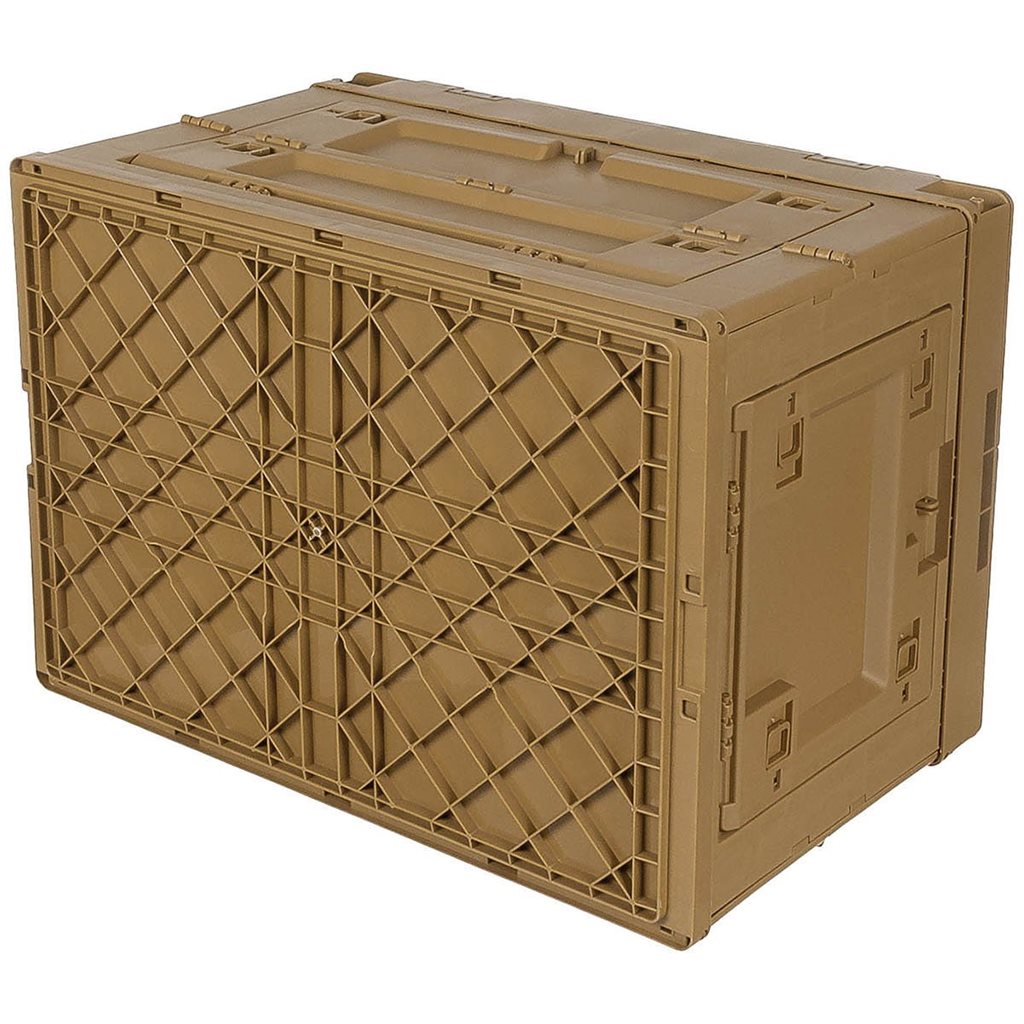 Caja plegable negra 60 L de polipropileno, tapa de dos piezas y accesos laterales con posibilidad de cierre