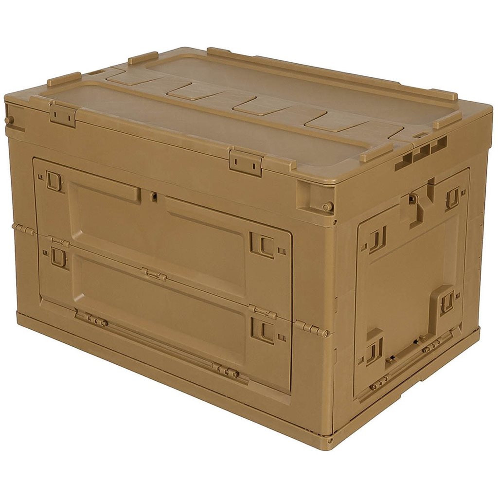 Caja plegable de plástico 60 L negra con tapa de dos piezas y entradas laterales