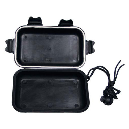 Caja impermeable negra de plástico 13,5 x 8 x 3,7 cm con cordón