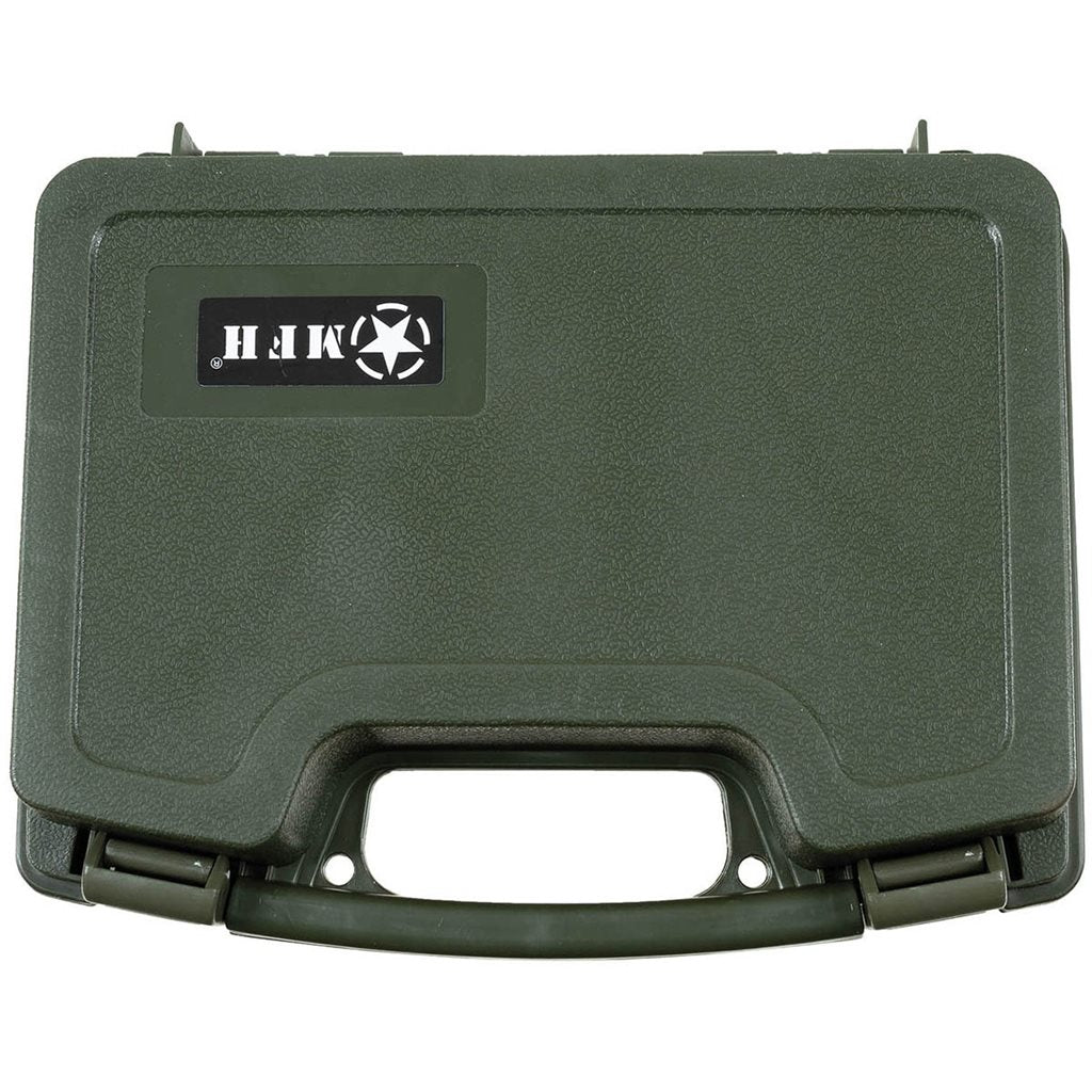 Estuche plástico negro para pistola con inserto de espuma y cierre para dos candados (no incluidos)
