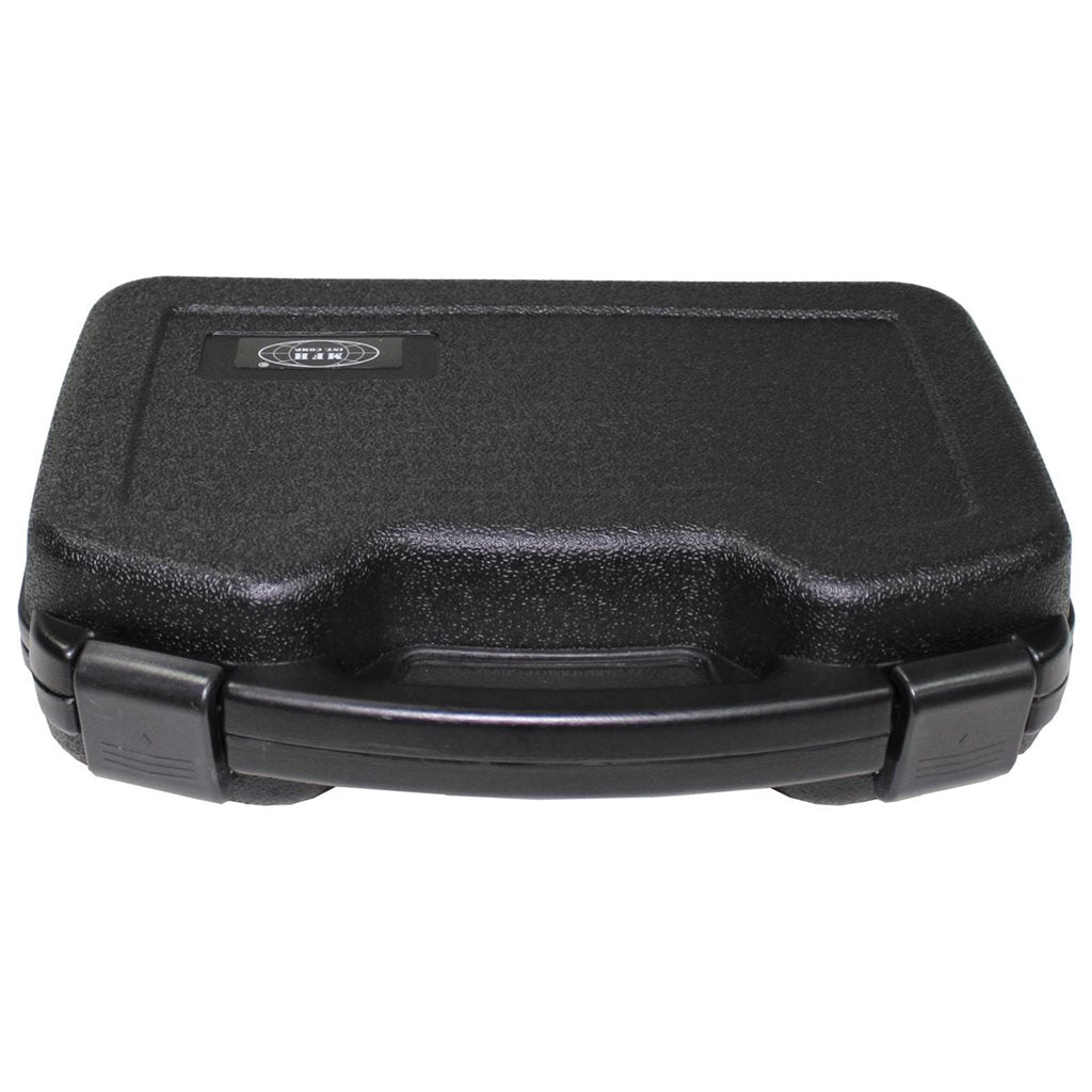 Estuche plástico negro para pistola con espuma interior y cierre para candados