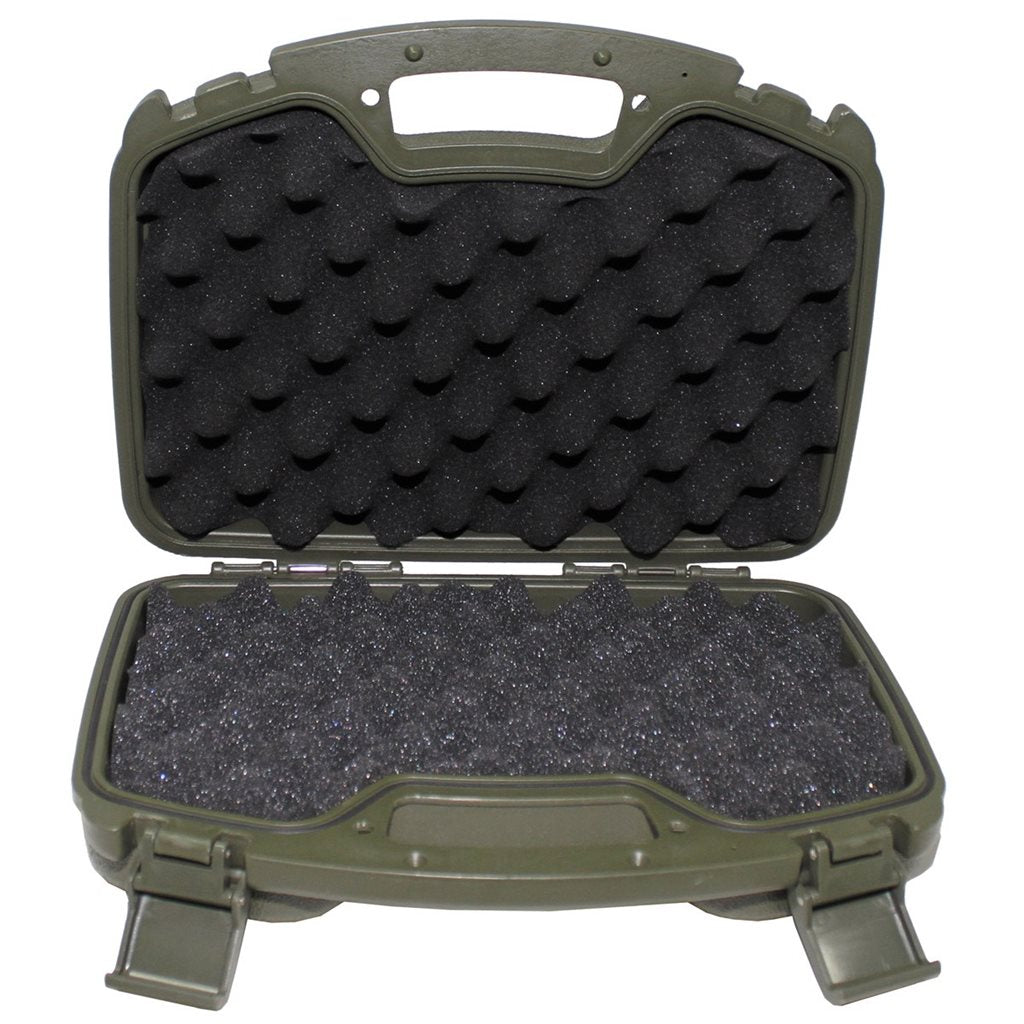 Estuche plástico negro para pistola con espuma interior y cierre para candados