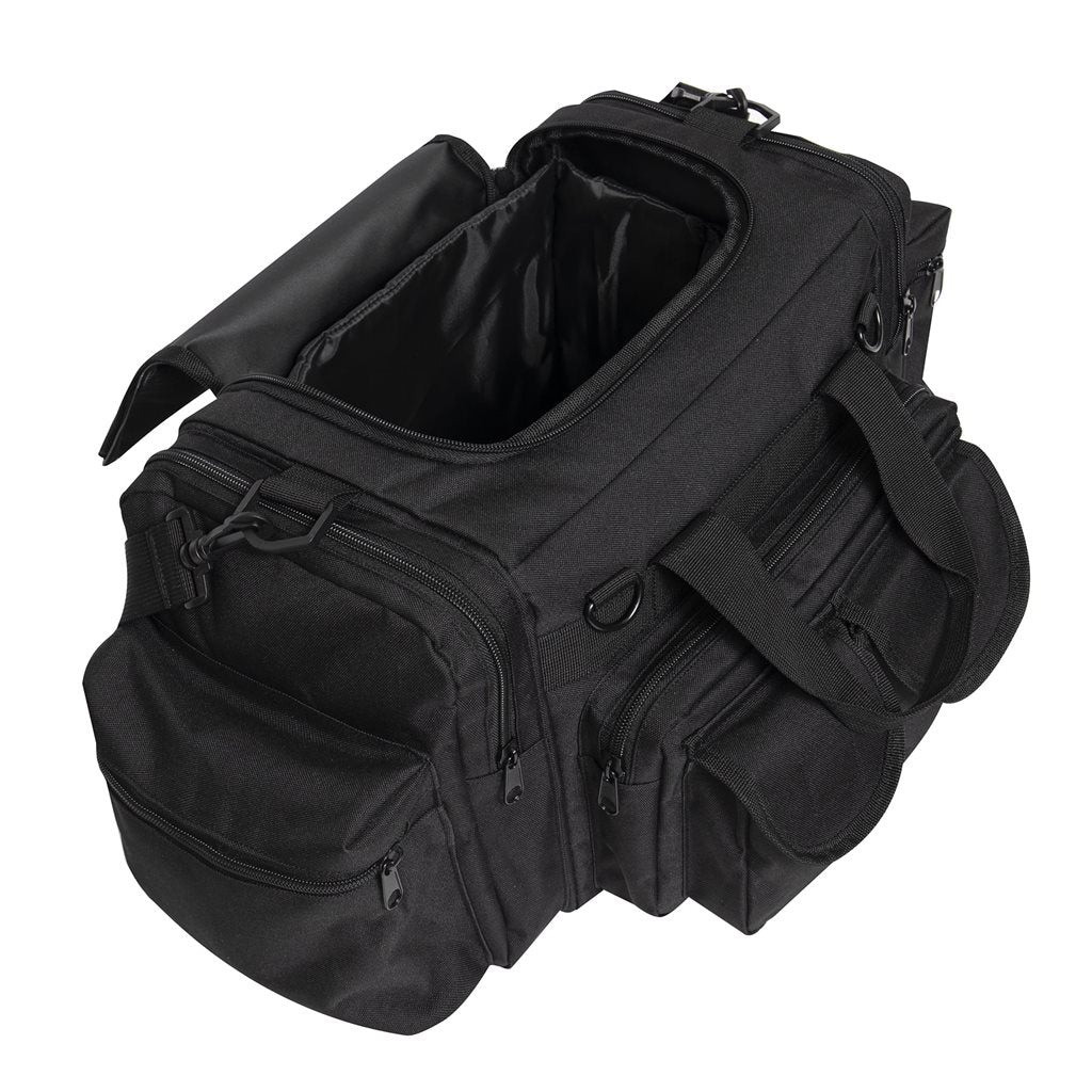 Bolsa EMT negra con cruz blanca en el bolsillo superior para sanitarios y rescatadores