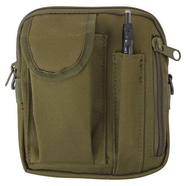 Bolsa MOLLE EXCURSION verde 16 x 15 x 7,5 cm en poliéster 600D, para llevar al hombro o fijar a MOLLE