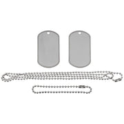 Placas identificativas tipo US de acero inoxidable con dos cadenas (una larga y una corta)