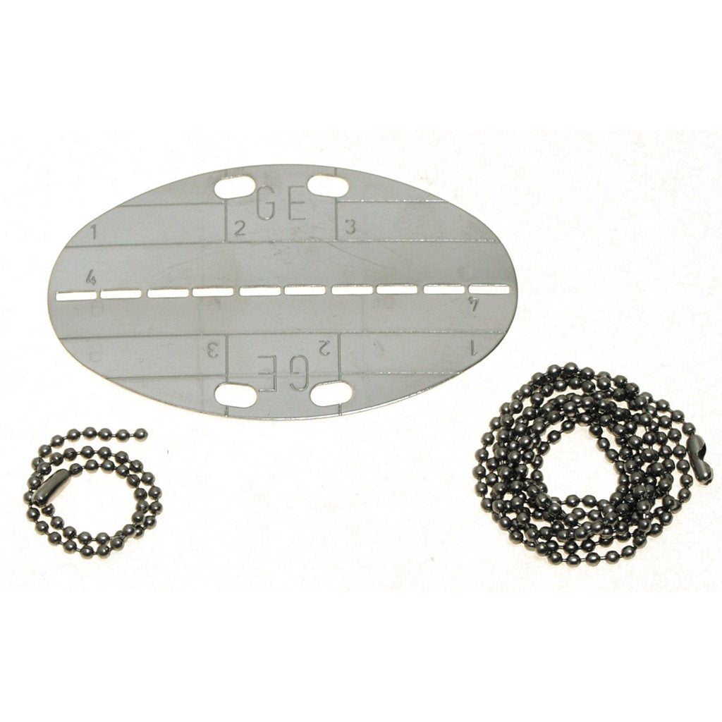 Juego de placas identificativas BW plateadas estilo Bundeswehr con cadenas