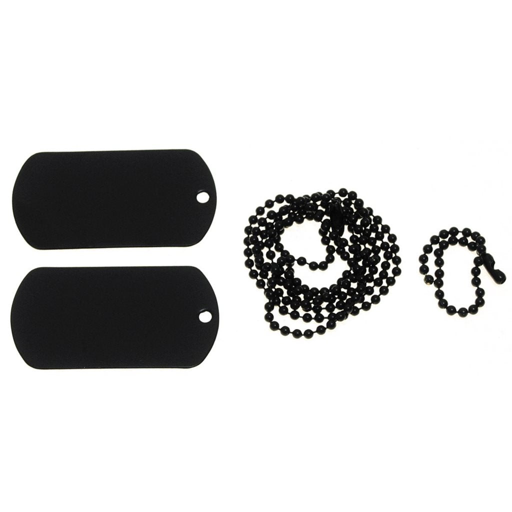Set de placas identificativas US negras con cadenas