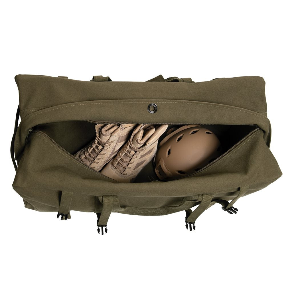 Bolsa GI Type Duffle Bag de lona verde ROTHCO con asas y correa ajustable