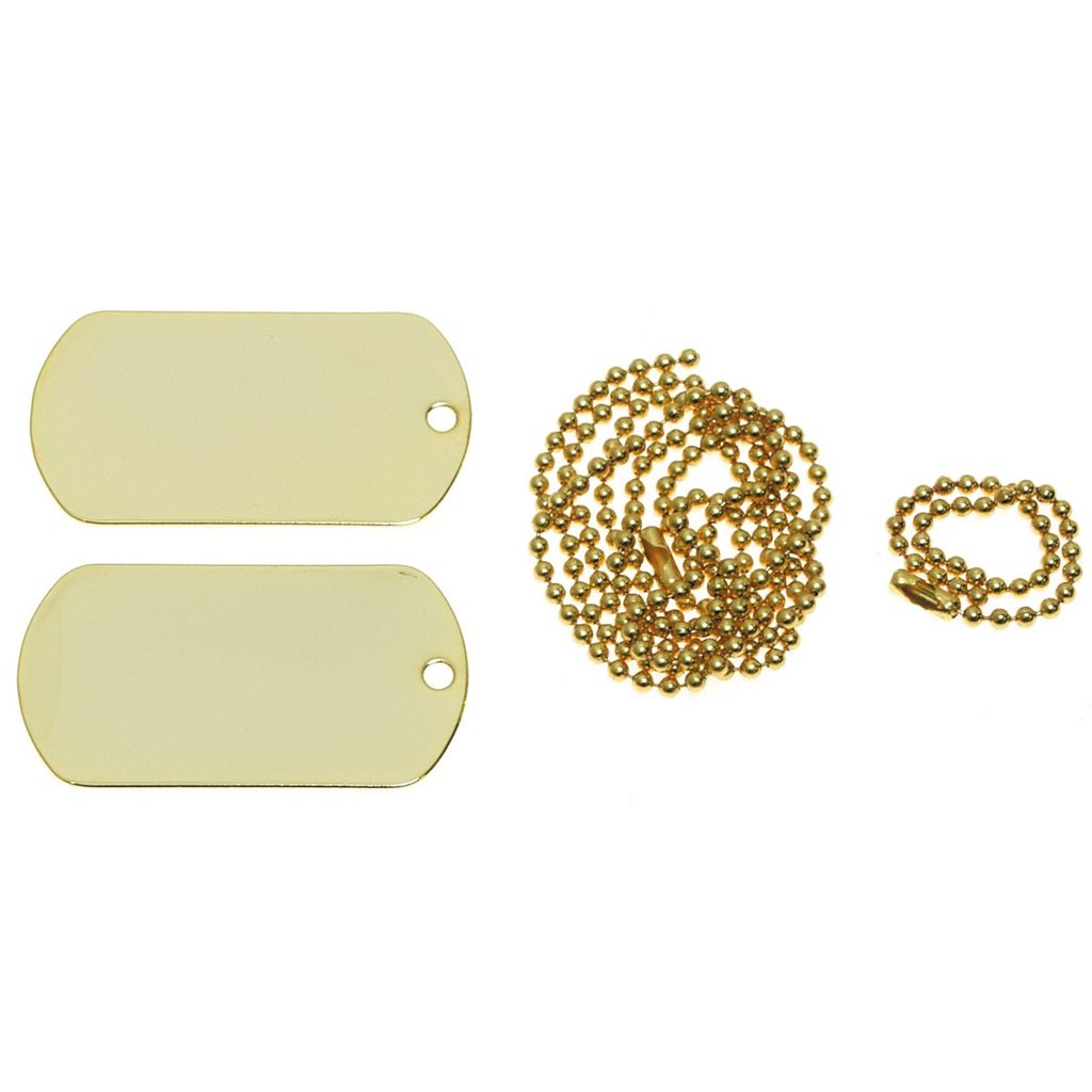 Placas identificativas estilo US doradas con cadena (set)