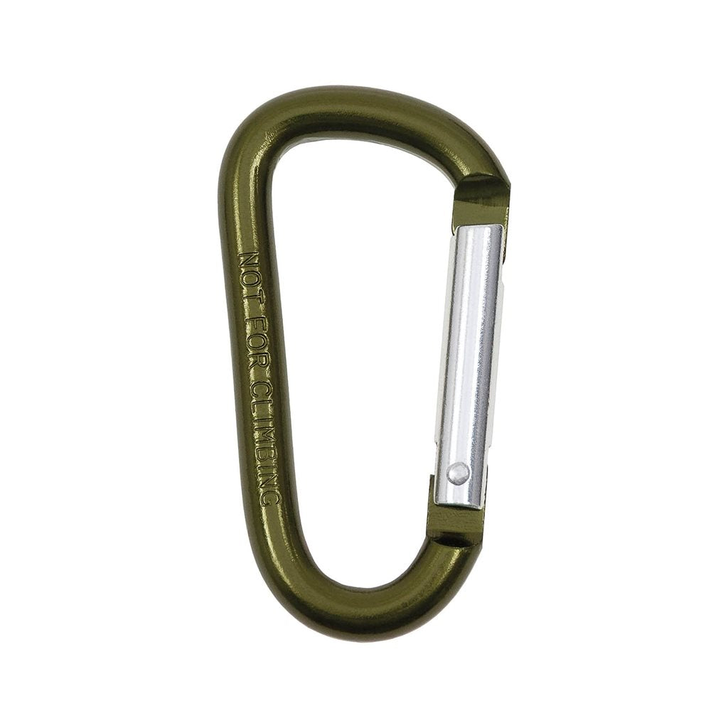 Mosquetón en D metálico verde 8 mm x 8 cm para sujeción de equipo, no apto para seguridad personal