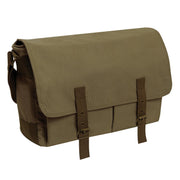 Bolsa messenger deluxe vintage de lona verde con correa ajustable y bolsillos