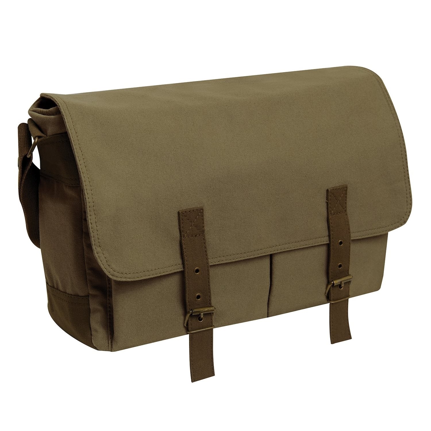 Bolsa messenger deluxe vintage de lona verde con correa ajustable y bolsillos