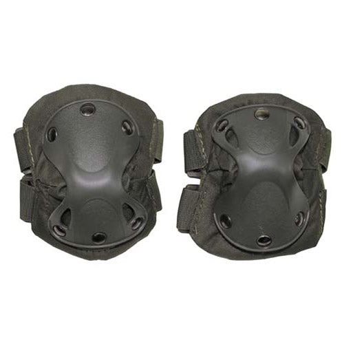 Protectores de codo DEFENCE negros con correas ajustables para sujeción