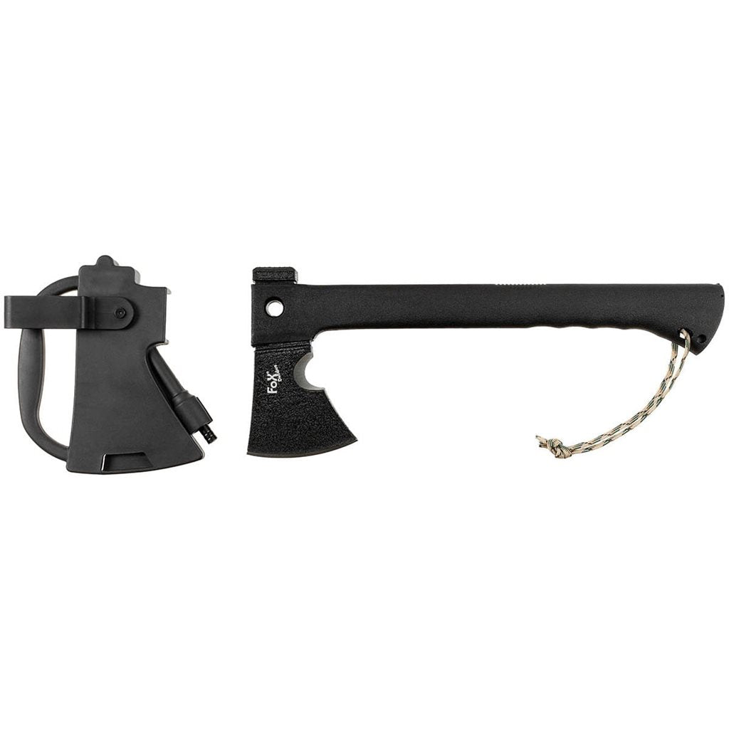 Hacha SURVIVAL con sierra integrada y funda de plástico