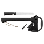 Hacha SURVIVAL con sierra integrada y funda de plástico