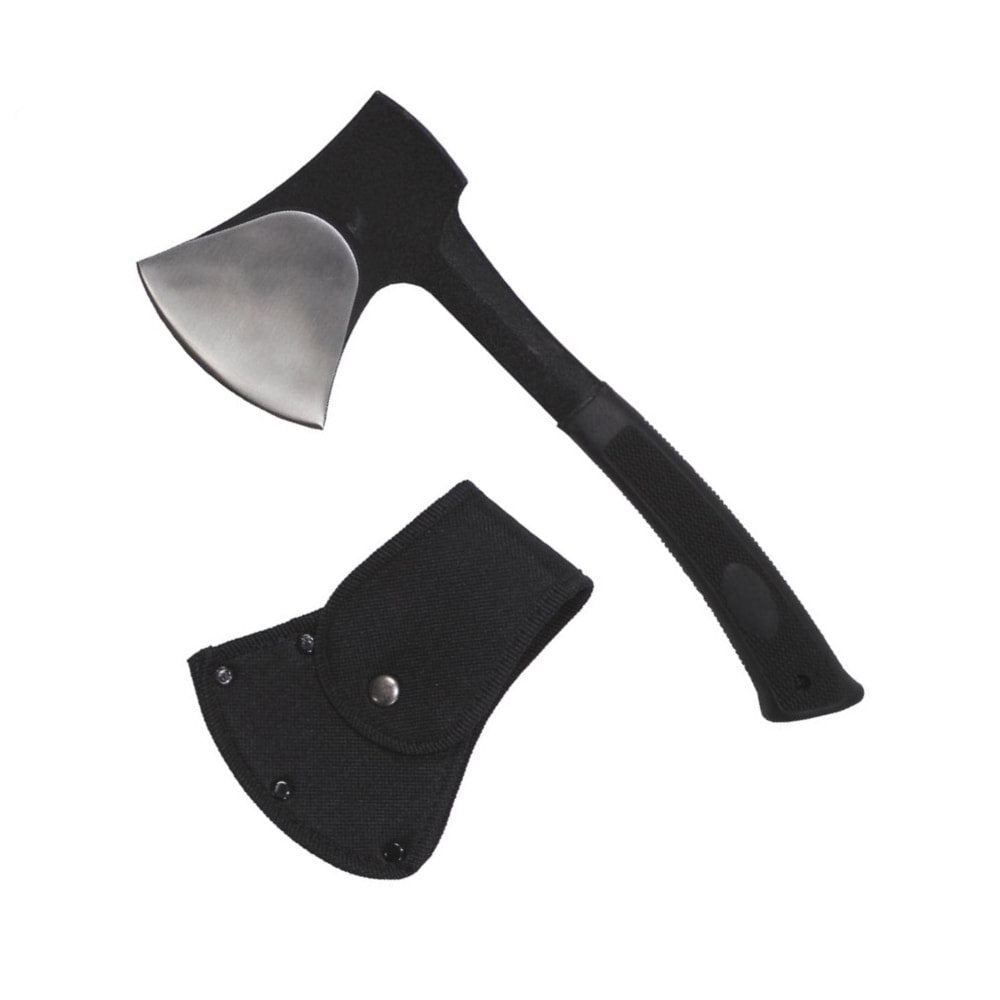 Hacha negra 29 cm con mango plástico recubierto de goma y funda incluida