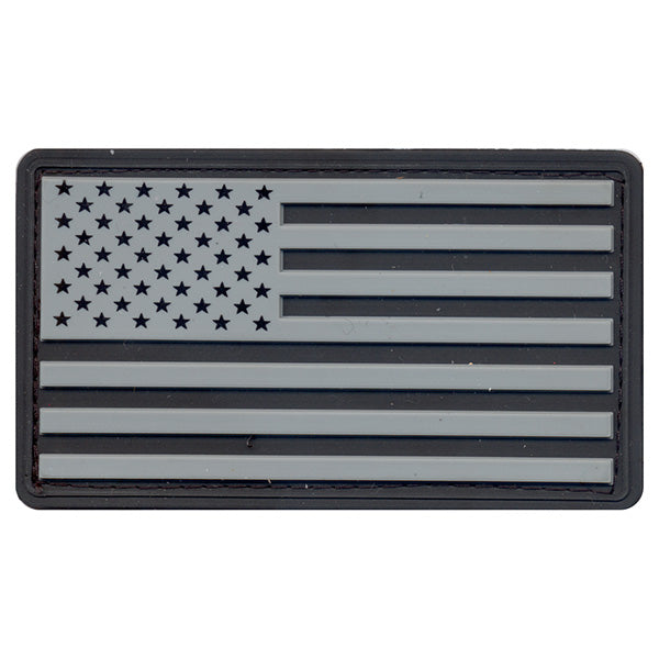 Parche 3D bandera USA PVC negro y gris 4,7 x 8,5 cm velcro