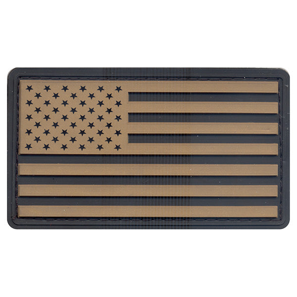 Parche bandera USA 3D plástico negro/kakhi 4,7x8,5 cm con velcro