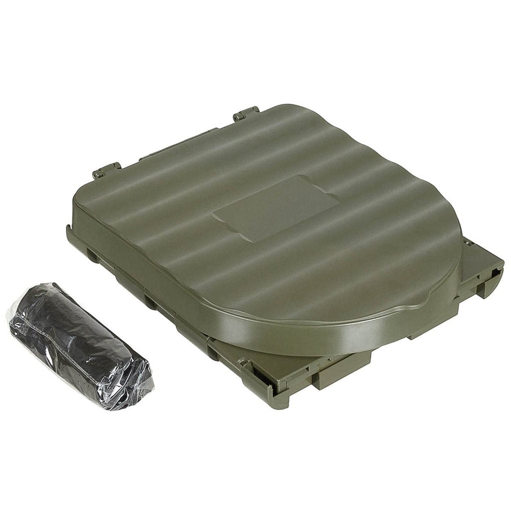 Inodoro portátil plegable verde con bolsa de transporte e 12 bolsas de desechos (25 l)