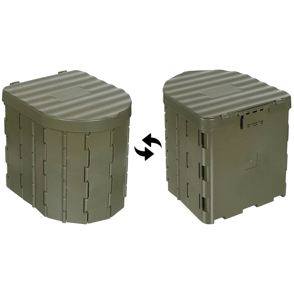 Inodoro portátil plegable verde con bolsa de transporte e 12 bolsas de desechos (25 l)
