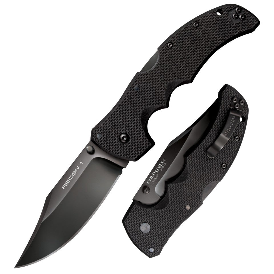 Navaja plegable RECON 1 S35VN negra con clip metálico