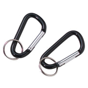 Mosquetón de aluminio 60 mm negro con anilla para llaves (2 unidades)