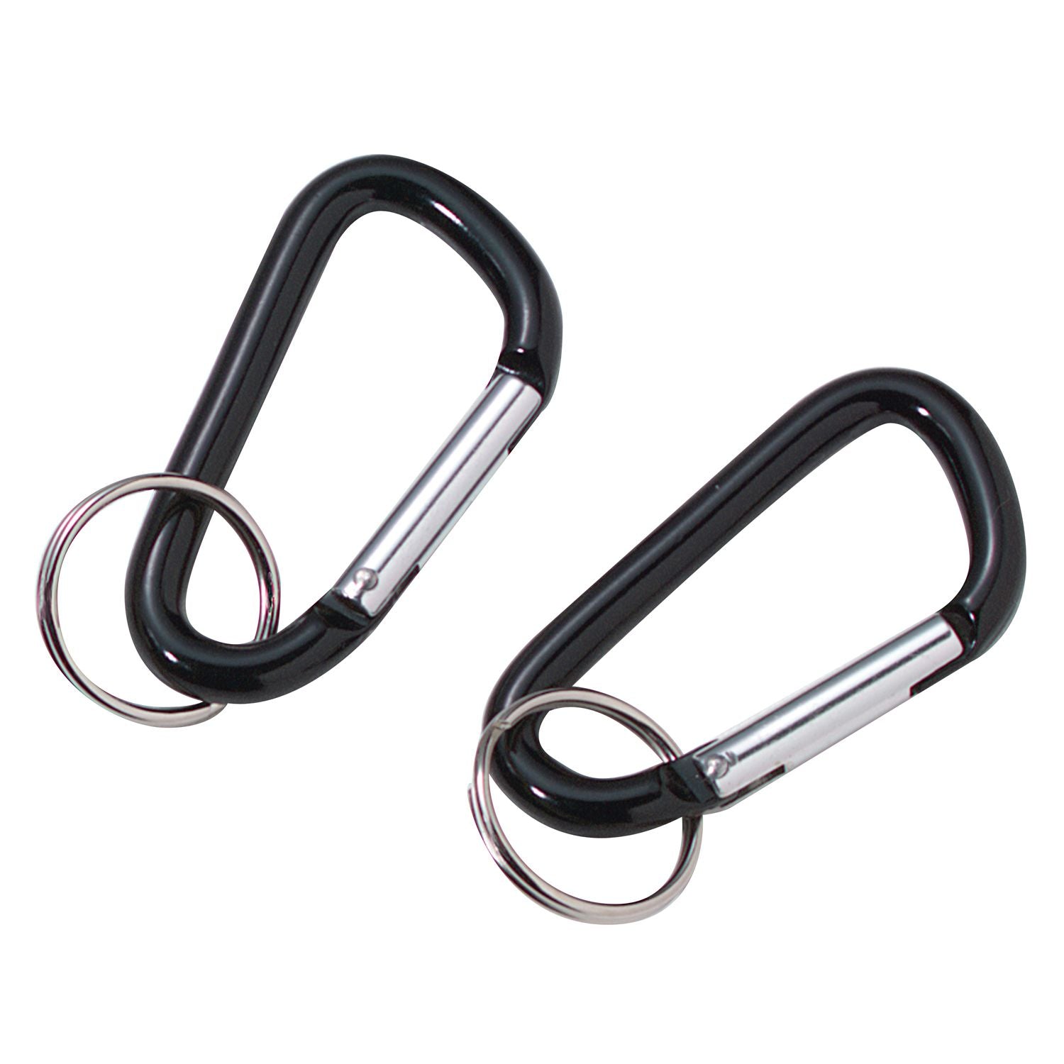 Mosquetón de aluminio 60 mm negro con anilla para llaves (2 unidades)