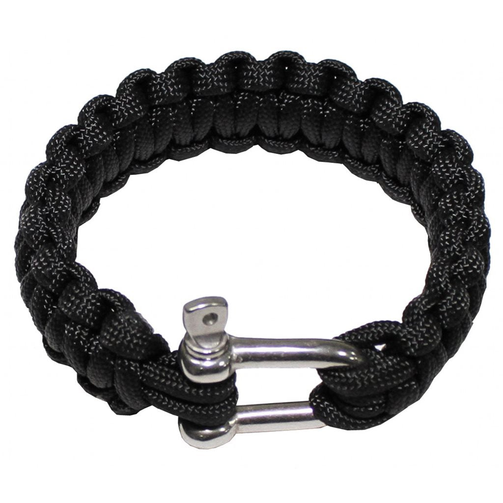 Pulsera Paracord negra con cierre metálico atornillado, ancho 2,3 cm