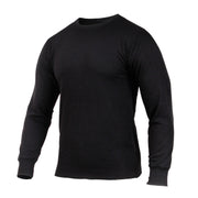 Camiseta térmica Rothco negra de manga larga, 60% algodón 40% poliéster