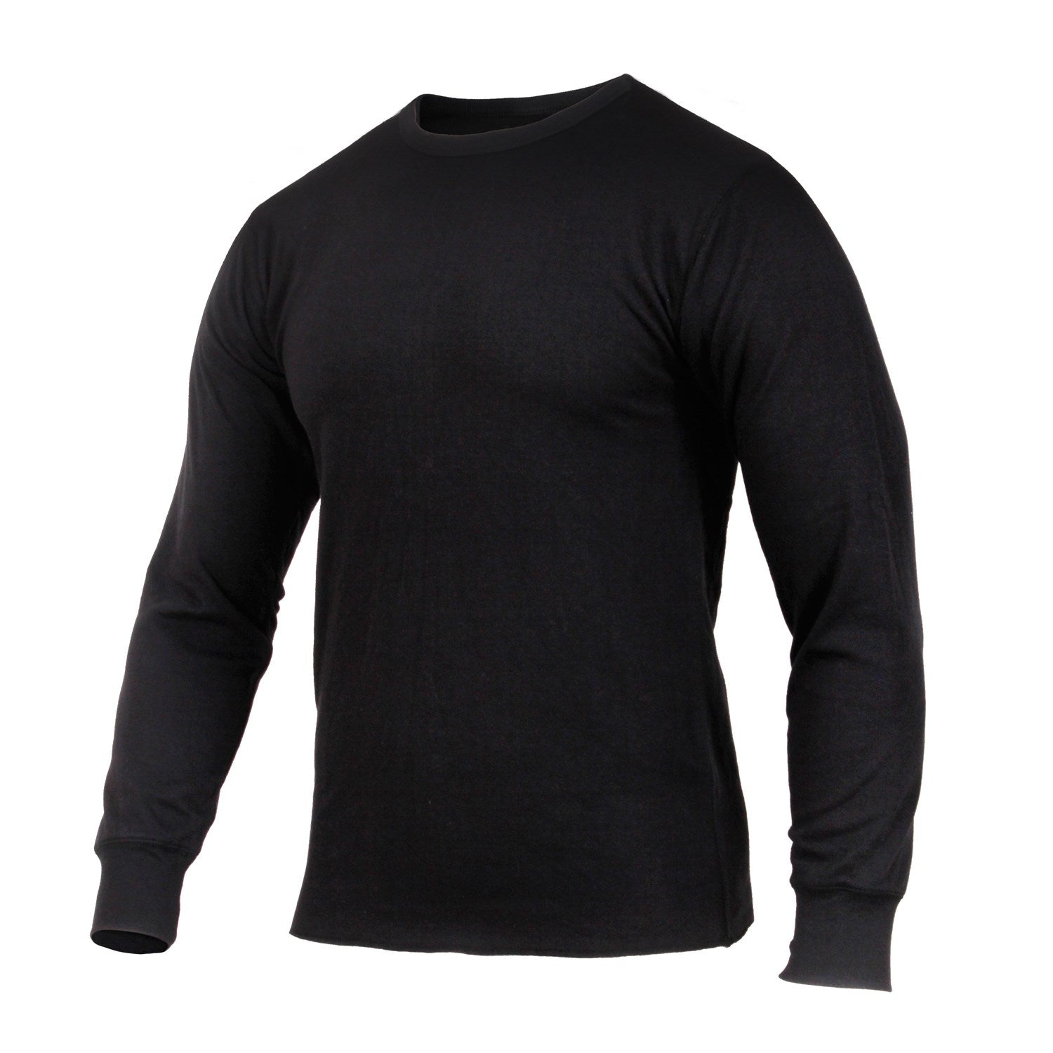 Camiseta térmica Rothco negra de manga larga, 60% algodón 40% poliéster